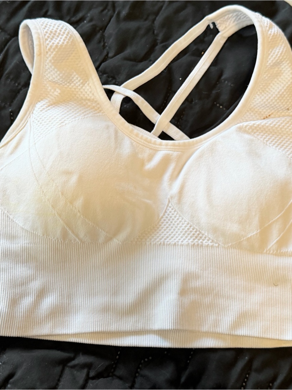 Velocity White Crisscross Seamless Sports Bra